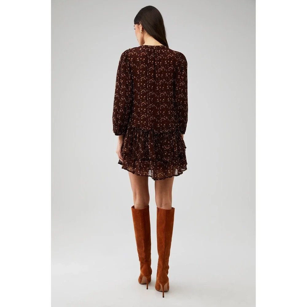 NWT Cleobella Jaslynn Mini Dress in Zadia Block Brown (MSRP: $248) Size Medium